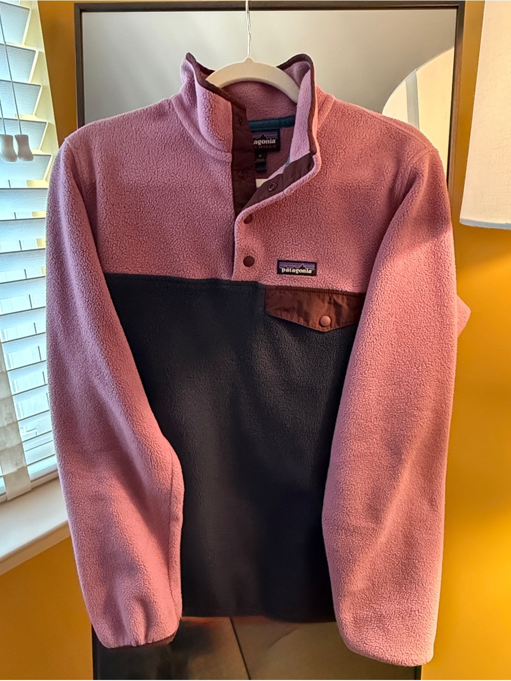 Patagonia Pink and Black Snap-T Fleece Pullover